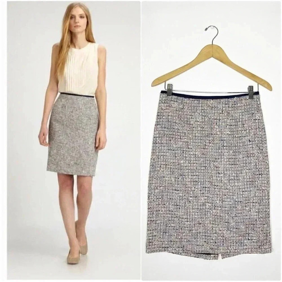 Tory Burch Emma Tweed Pencil Skirt Size 6 Multicolor High Waist - Picture 1 of 8